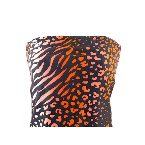 Lelloue Strapless Animal Print One Piece Swimsuit Women’s M Leopard Zebra - Picture 3 of 13